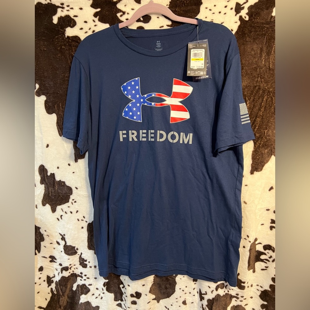 Under Armour Blue Short Sleeve Tee with Patriotic Design
